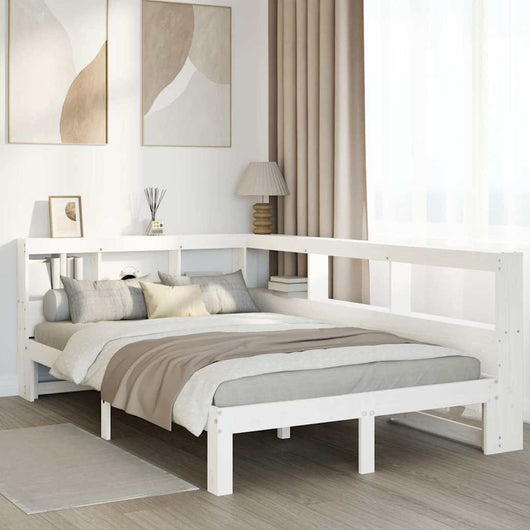 Letto Libreria senza Materasso-Struttura Letto con contenitore Bianco 120x190 cm Legno di Pino 778448