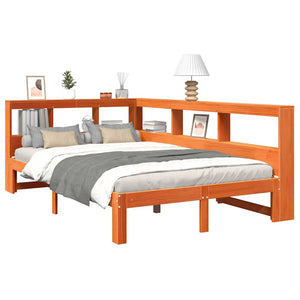 vidaXL Letto Libreria senza Materasso Marrone Cera 120x190 cm in Pino