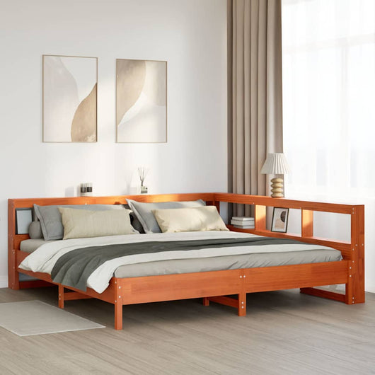 vidaXL Letto Libreria senza Materasso Marrone Cera 200x200 cm in Pino