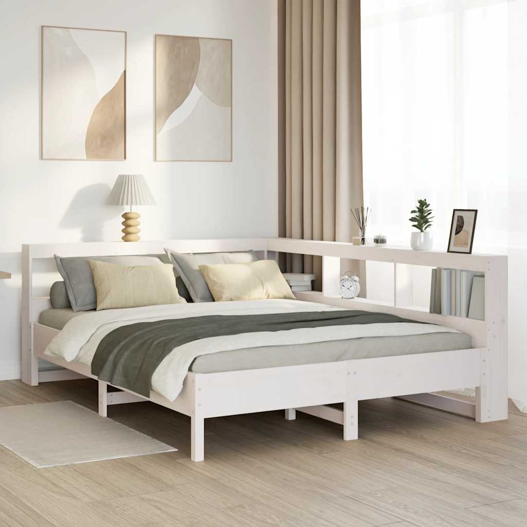 vidaXL Letto Libreria senza Materasso Bianco 160x200 cm Legno di Pino