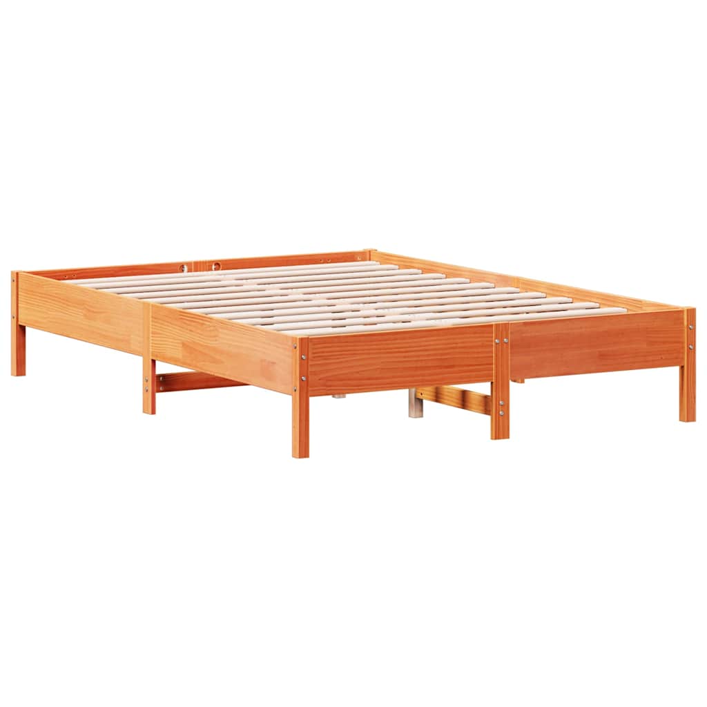 vidaXL Letto Libreria senza Materasso Marrone Cera 140x200 cm in Pino