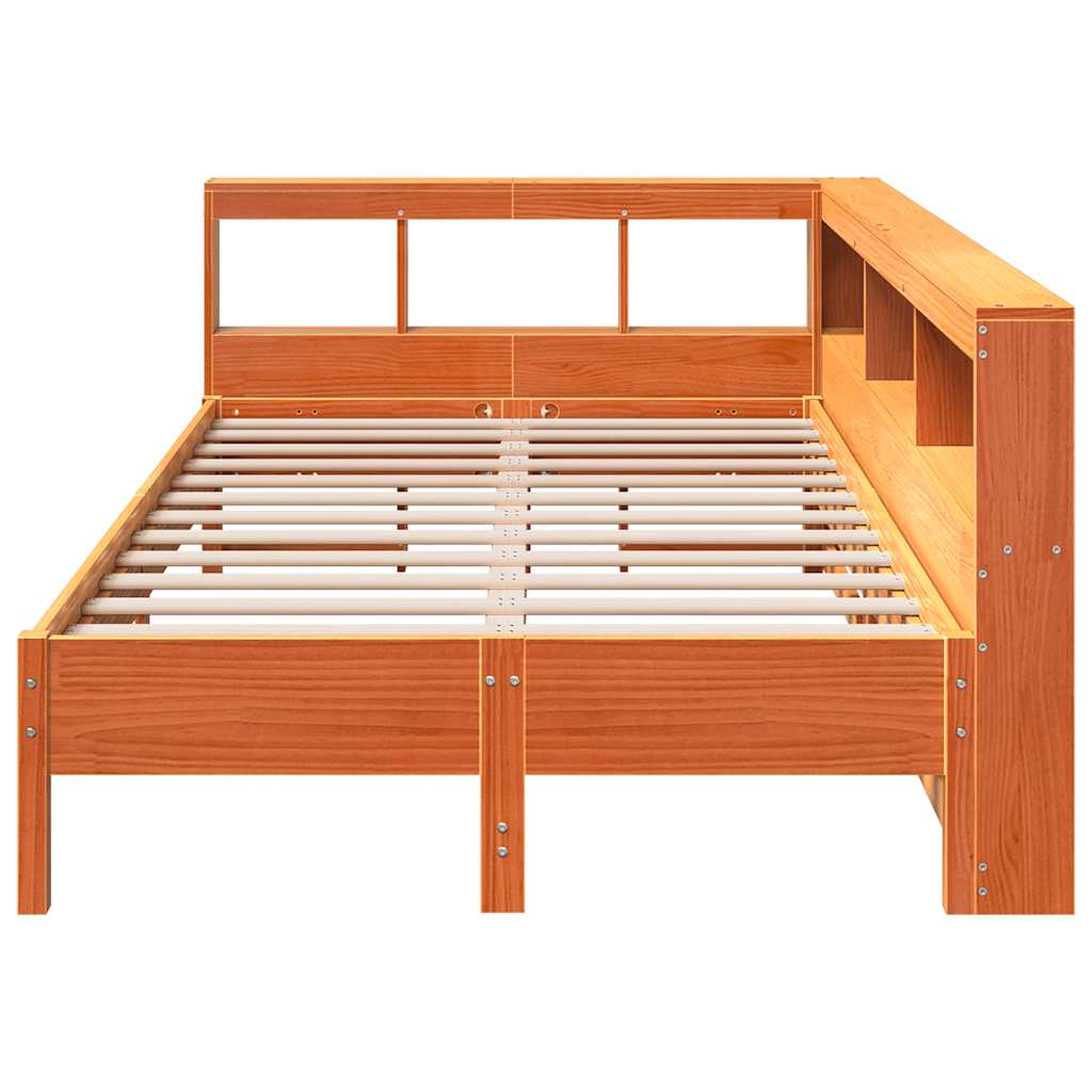vidaXL Letto Libreria senza Materasso Marrone Cera 120x200 cm in Pino