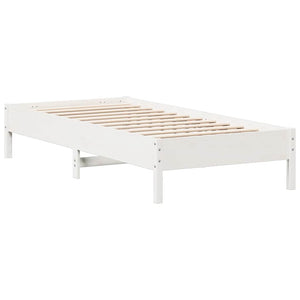 Letto Libreria senza Materasso-Struttura Letto con contenitore Bianca 90x200 cm Legno di Pino 775334