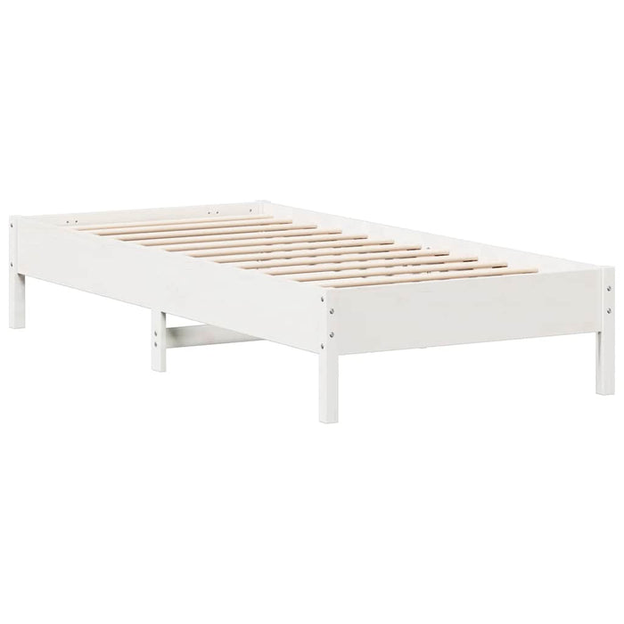 Letto Libreria senza Materasso-Struttura Letto con contenitore Bianca 90x200 cm Legno di Pino 775334
