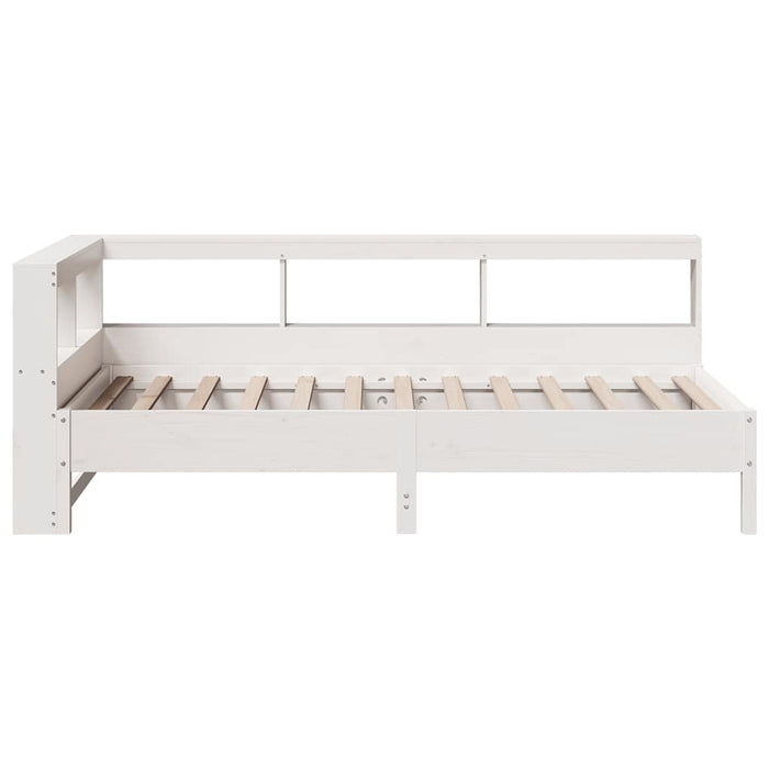 Letto Libreria senza Materasso-Struttura Letto con contenitore Bianca 90x200 cm Legno di Pino 775334
