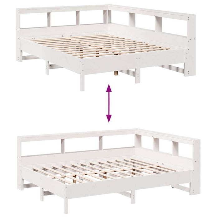 vidaXL Letto Libreria senza Materasso Bianco 140x190 cm Legno di Pino