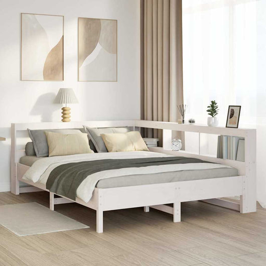 vidaXL Letto Libreria senza Materasso Bianco 135x190 cm Legno di Pino