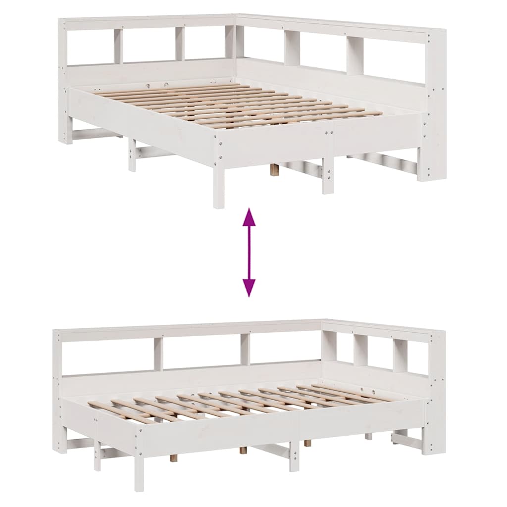 vidaXL Letto Libreria senza Materasso Bianco 120x190 cm Legno di Pino
