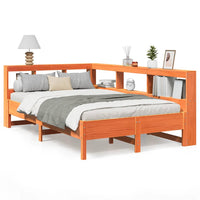 vidaXL Letto Libreria senza Materasso Marrone Cera 120x190 cm in Pino