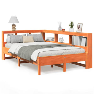 vidaXL Letto Libreria senza Materasso Marrone Cera 120x190 cm in Pino