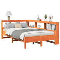 vidaXL Letto Libreria senza Materasso Marrone Cera 120x190 cm in Pino