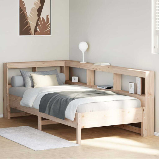 Giroletto con Libreria senza Materasso-Struttura Letto con contenitore 75x190 cm in Legno Pino 212127