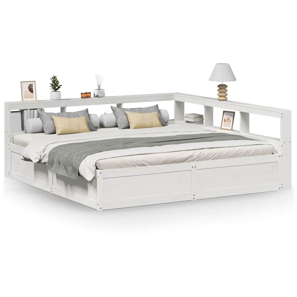 vidaXL Letto Libreria senza Materasso Bianco 200x200 cm Legno di Pino