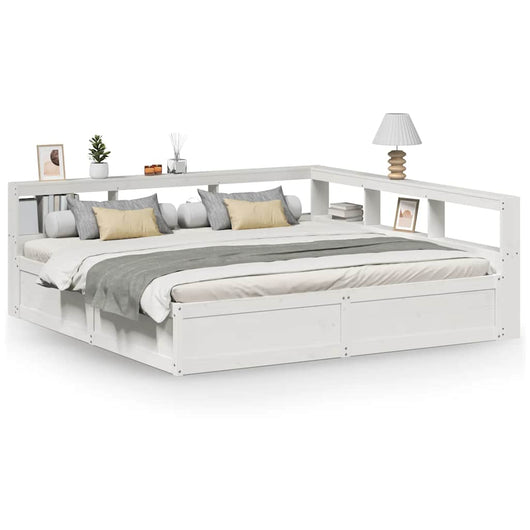 vidaXL Letto Libreria senza Materasso Bianco 200x200 cm Legno di Pino