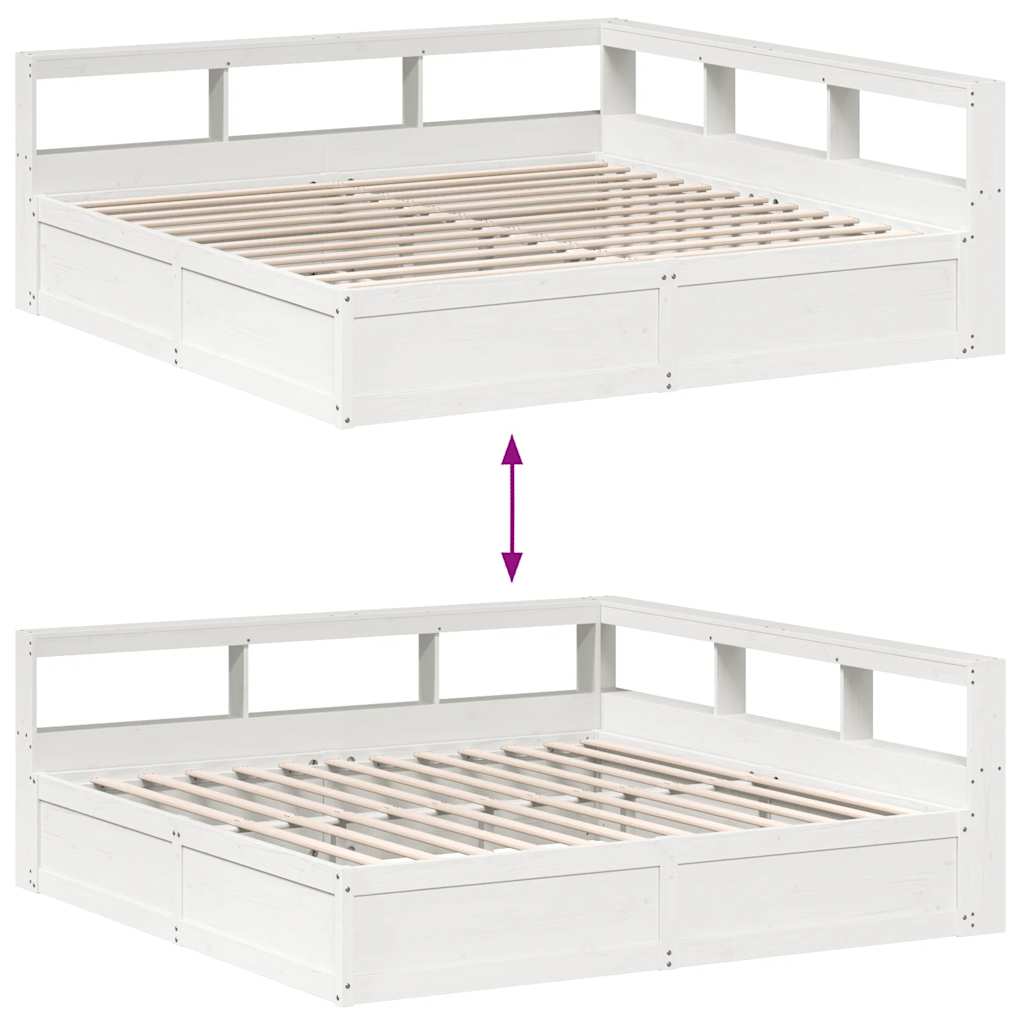 vidaXL Letto Libreria senza Materasso Bianco 200x200 cm Legno di Pino