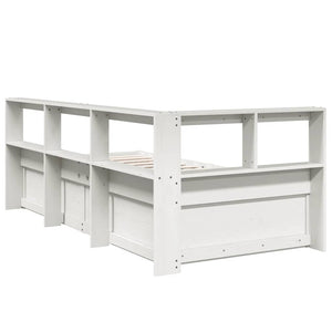 Letto Libreria senza Materasso-Struttura Letto con contenitore Bianca 90x200 cm Legno di Pino 675734