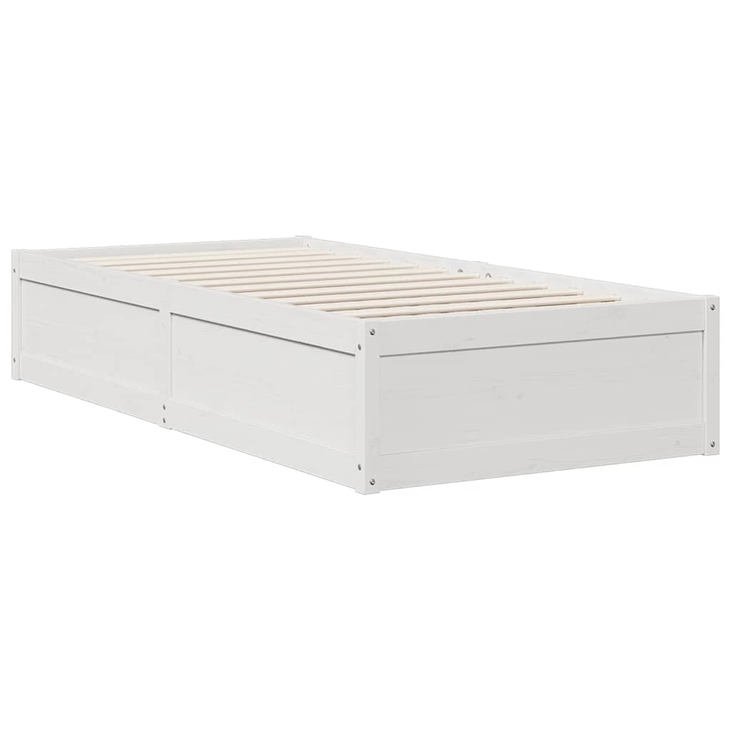 Letto Libreria senza Materasso-Struttura Letto con contenitore Bianca 90x200 cm Legno di Pino 675734