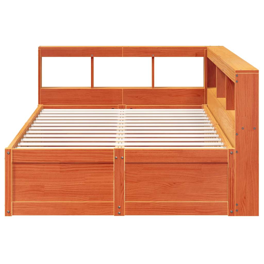 vidaXL Letto Libreria senza Materasso Marrone Cera 140x190 cm in Pino