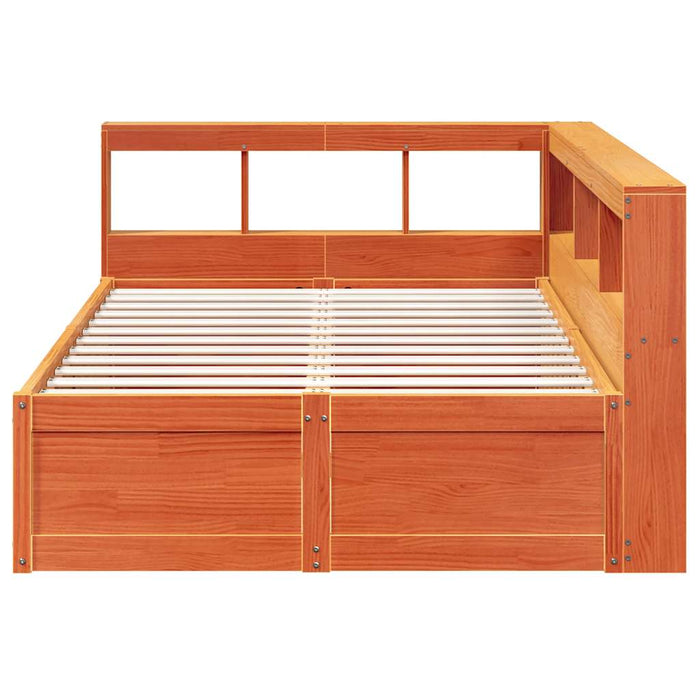 vidaXL Letto Libreria senza Materasso Marrone Cera 140x190 cm in Pino