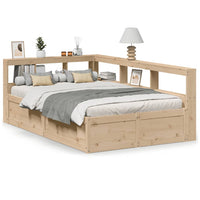 Letto Libreria senza Materasso-Struttura Letto con contenitore 135x190 cm in Legno di Pino 469025
