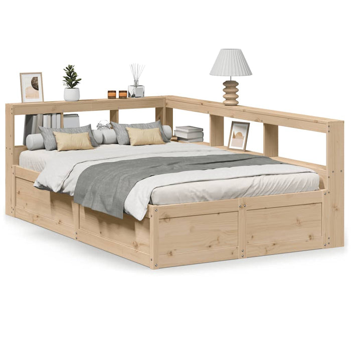 Letto Libreria senza Materasso-Struttura Letto con contenitore 135x190 cm in Legno di Pino 469025