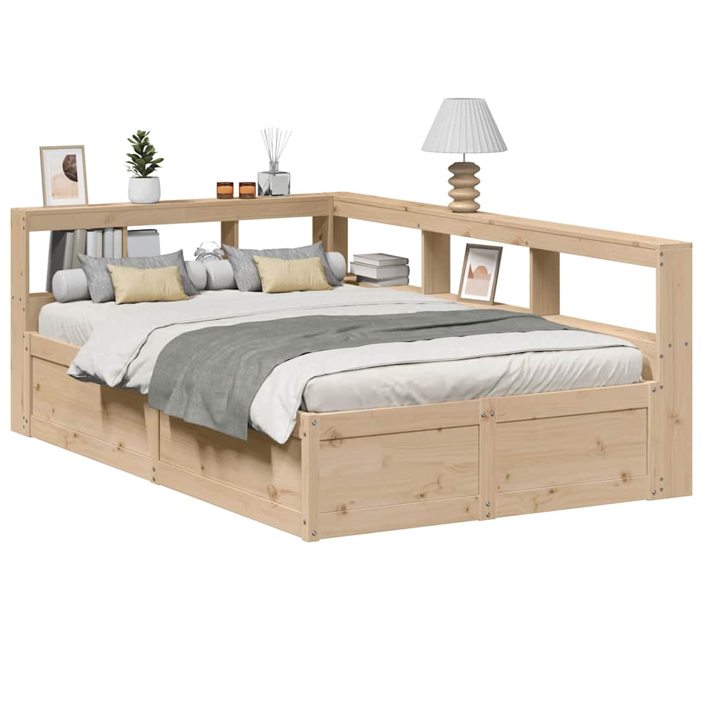 Letto Libreria senza Materasso-Struttura Letto con contenitore 135x190 cm in Legno di Pino 469025