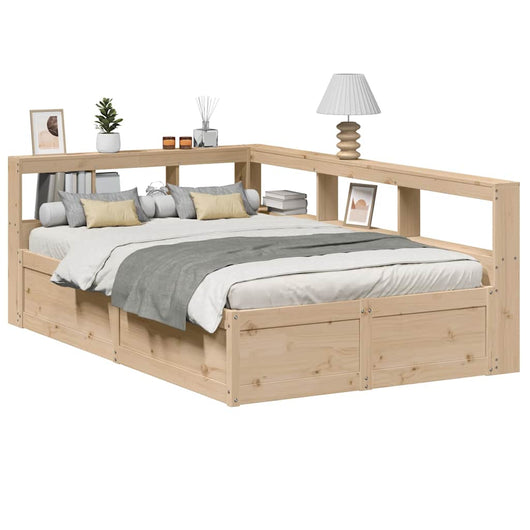 Letto Libreria senza Materasso-Struttura Letto con contenitore 135x190 cm in Legno di Pino 469025