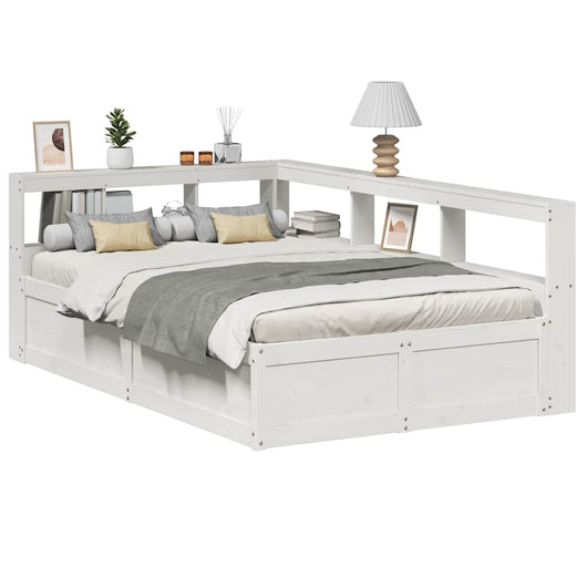 vidaXL Letto Libreria senza Materasso Bianco 135x190 cm Legno di Pino
