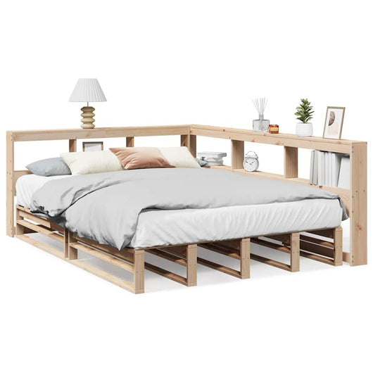 Letto Libreria senza Materasso-Struttura Letto con contenitore 135x190 cm in Legno di Pino 611716