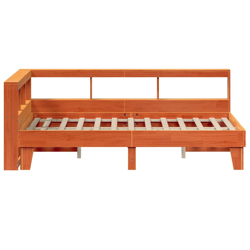 vidaXL Letto Libreria senza Materasso Marrone Cera 120x200 cm in Pino