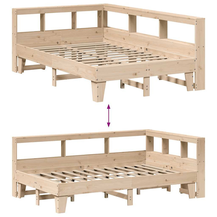 Letto Libreria senza Materasso-Struttura Letto con contenitore 135x190 cm in Legno di Pino 345208