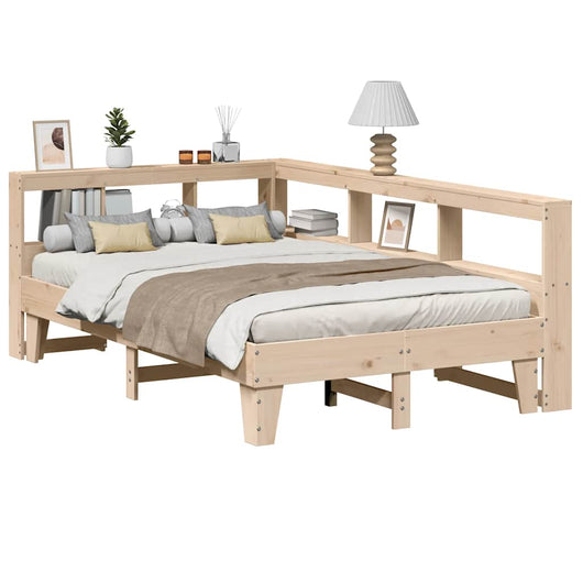 Letto Libreria senza Materasso-Struttura Letto con contenitore 135x190 cm in Legno di Pino 345208