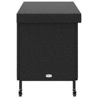 Contenitore da Giardino con Ruote Nero 110x55x73 cm Polyrattan