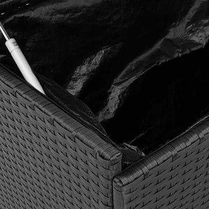 Contenitore da Giardino con Ruote Nero 110x55x73 cm Polyrattan