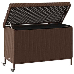 Contenitore da Giardino con Ruote Marrone Polyrattan 4103827
