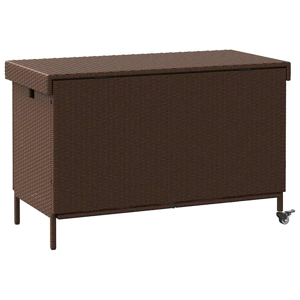Contenitore da Giardino con Ruote Marrone Polyrattan 4103827