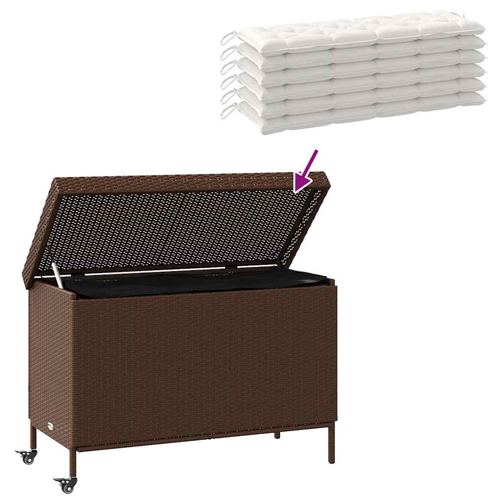 Contenitore da Giardino con Ruote Marrone Polyrattan 4103827