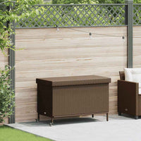 Contenitore da Giardino con Ruote Marrone Polyrattan 4103827