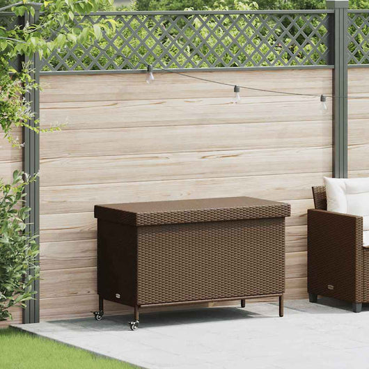 Contenitore da Giardino con Ruote Marrone Polyrattan 4103827