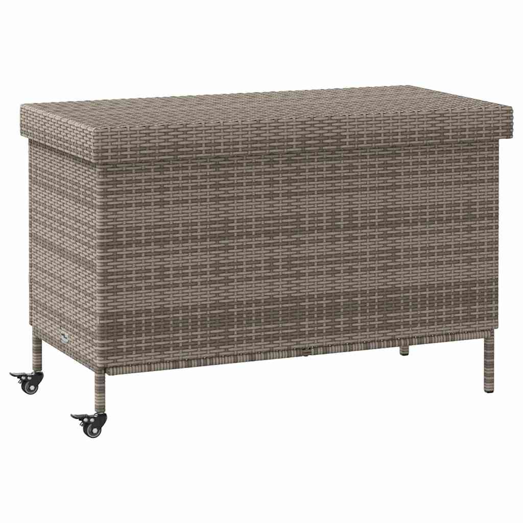 vidaXL Contenitore da Giardino con Ruote Grigio 110x55x73cm Polyrattan