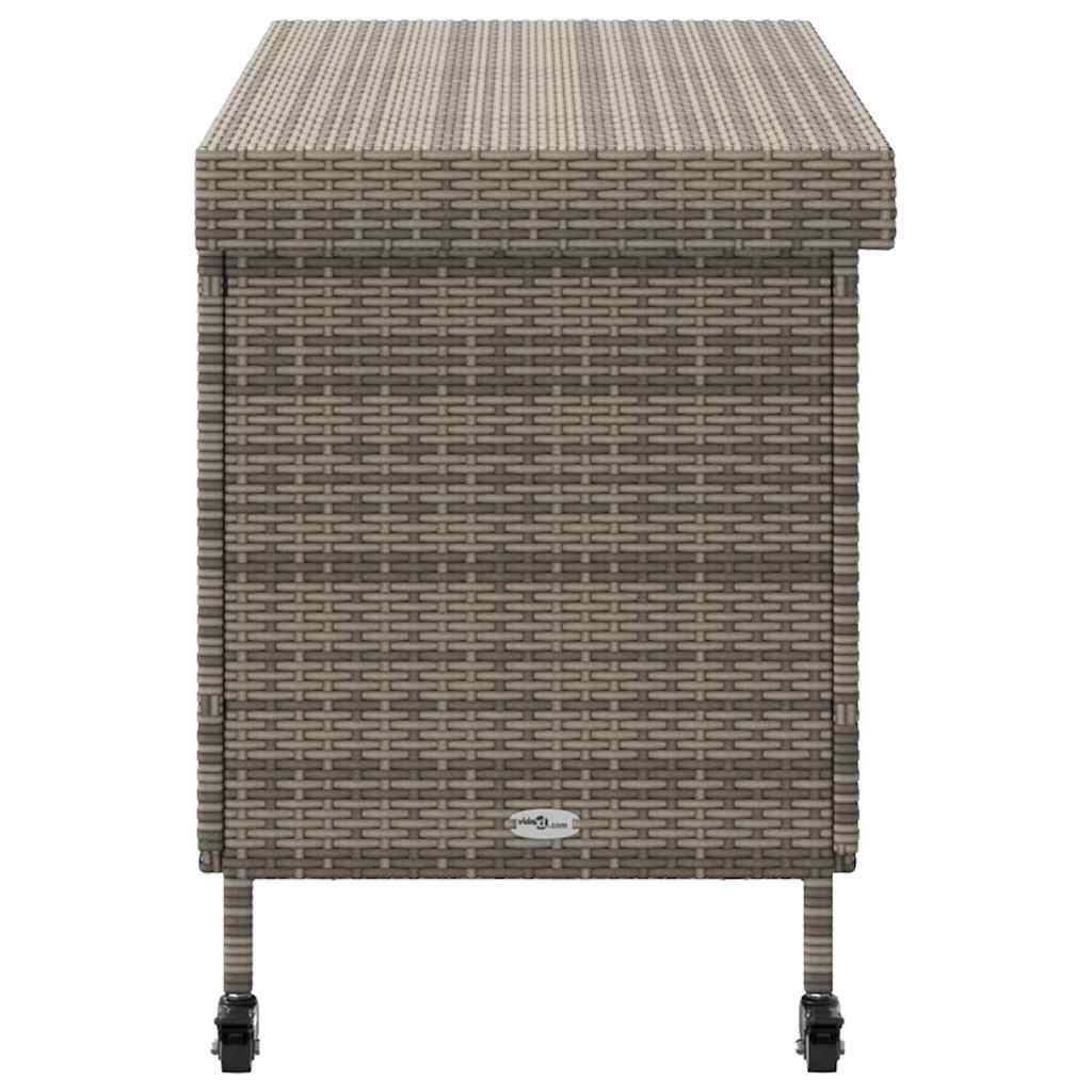 vidaXL Contenitore da Giardino con Ruote Grigio 110x55x73cm Polyrattan