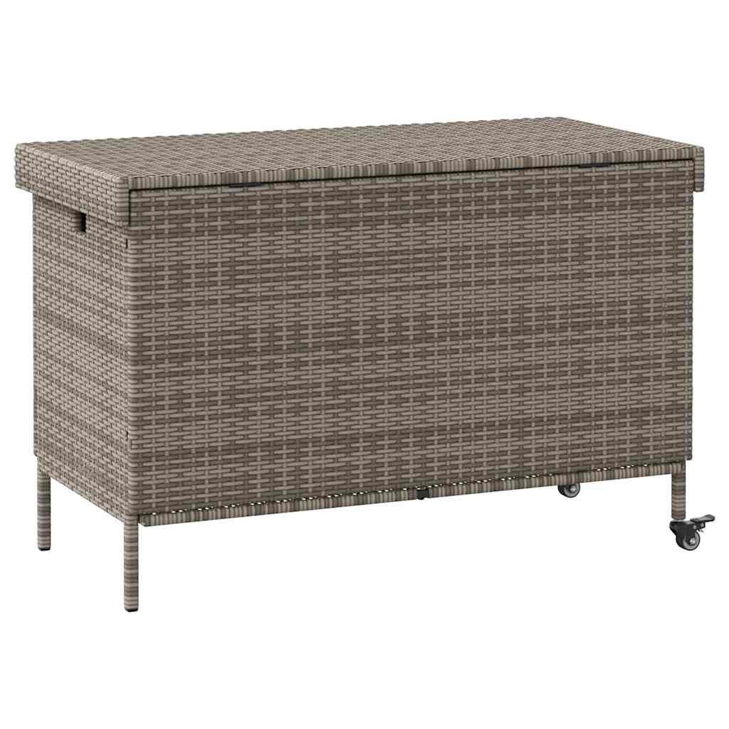 vidaXL Contenitore da Giardino con Ruote Grigio 110x55x73cm Polyrattan