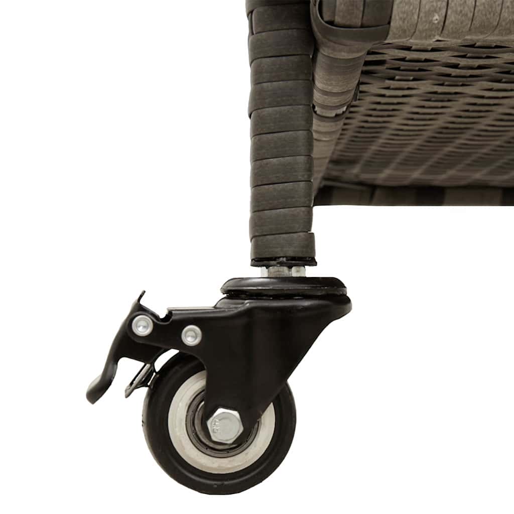 vidaXL Contenitore da Giardino con Ruote Grigio 110x55x73cm Polyrattan