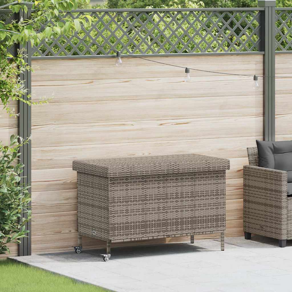 vidaXL Contenitore da Giardino con Ruote Grigio 110x55x73cm Polyrattan