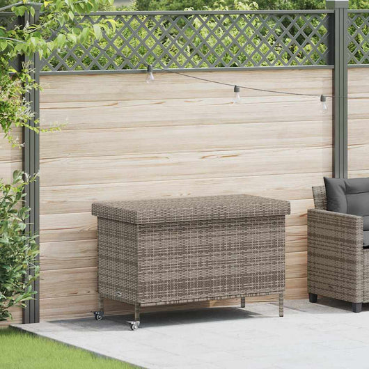 vidaXL Contenitore da Giardino con Ruote Grigio 110x55x73cm Polyrattan