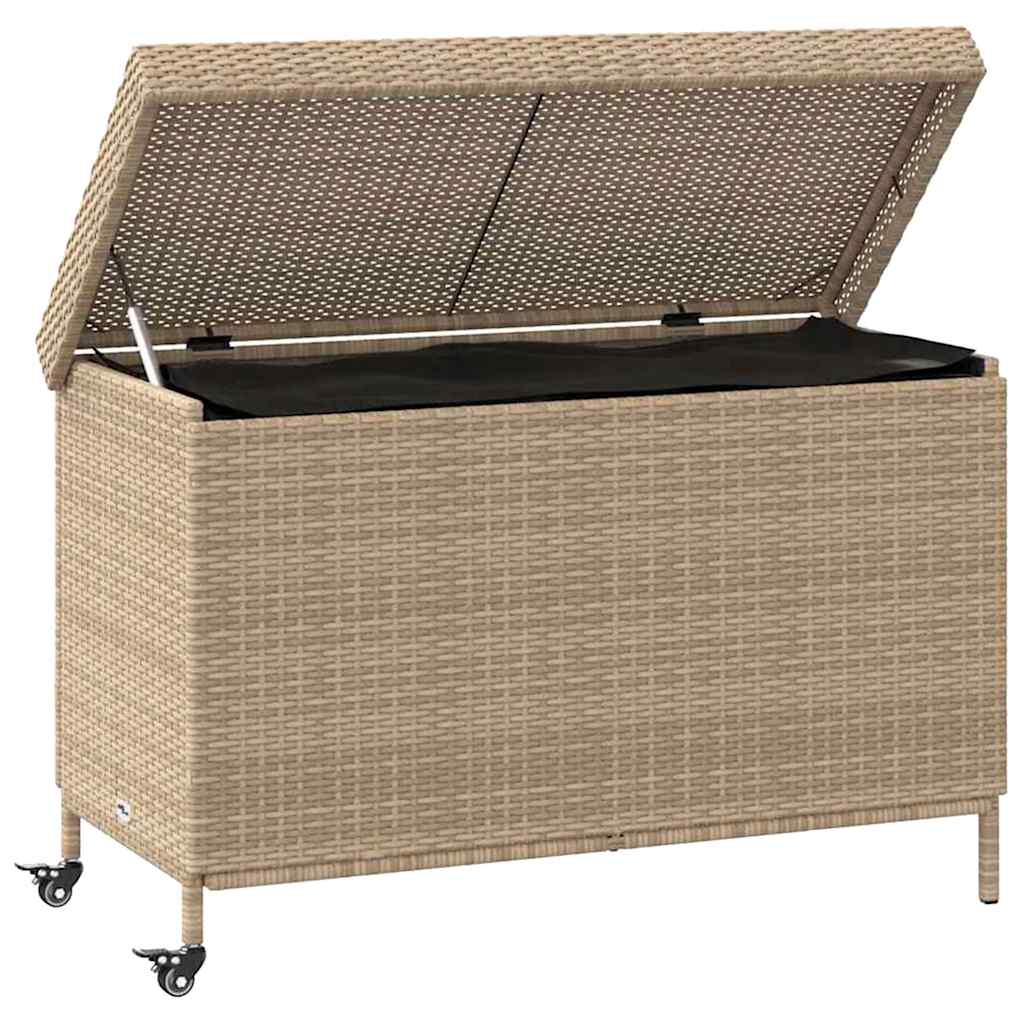 vidaXL Contenitore da Giardino con Ruote Beige Misto Polyrattan