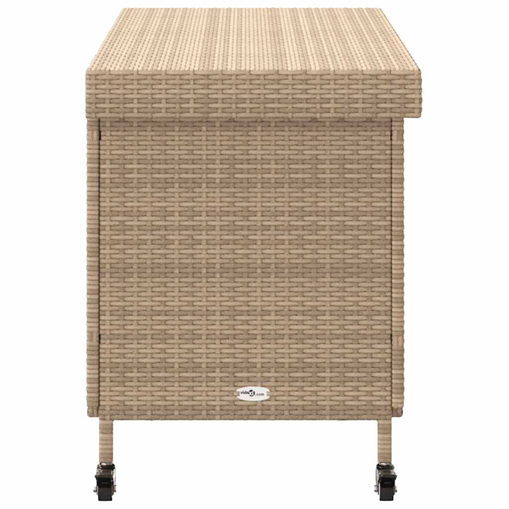 Contenitore da Giardino-Cassapanche da esterno con Ruote Beige Misto Polyrattan
