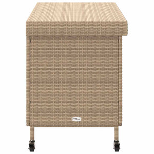 Contenitore da Giardino-Cassapanche da esterno con Ruote Beige Misto Polyrattan