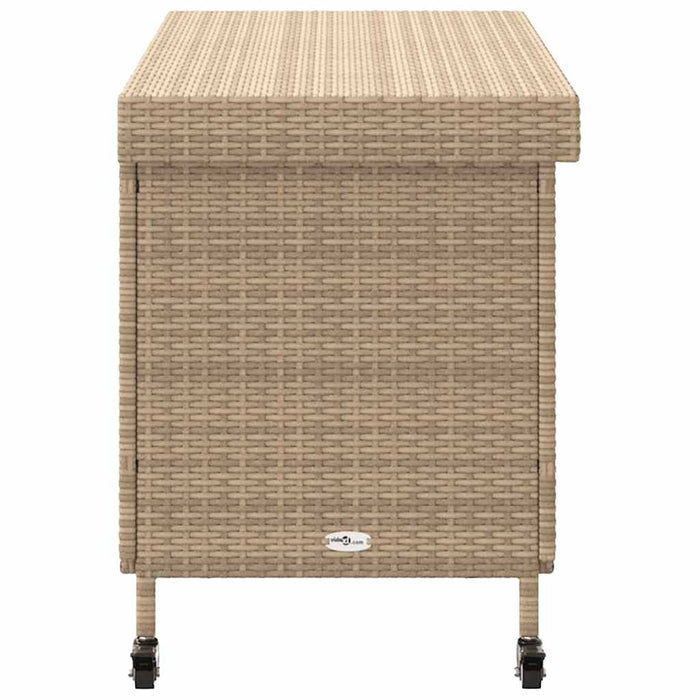 Contenitore da Giardino-Cassapanche da esterno con Ruote Beige Misto Polyrattan