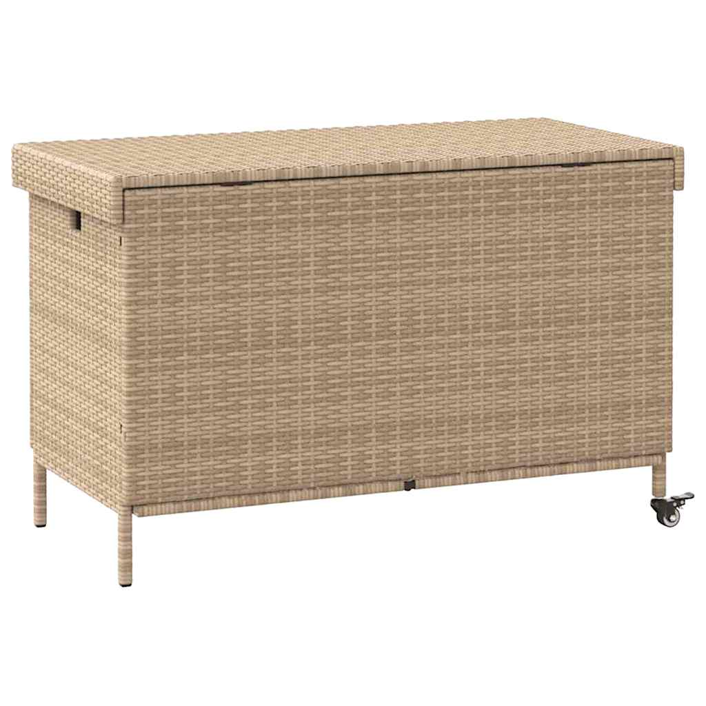 Contenitore da Giardino-Cassapanche da esterno con Ruote Beige Misto Polyrattan